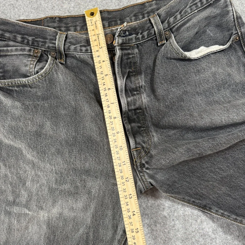Levi's 501 Original Fit Jeans 34x24 Faded Black Distressed Cotton Button Fly